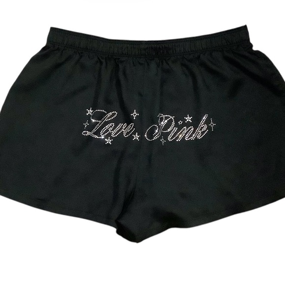 PINK Victoria's Secret Blinged Black Lounge Shorts. NWT. Sz. S - Picture 2 of 5